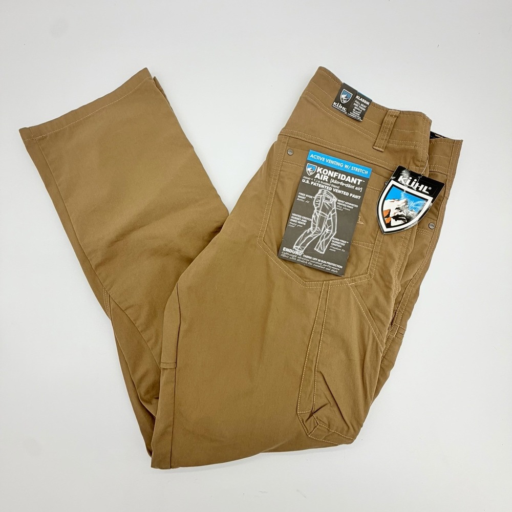 KÜHL Konfidant Air Pants Mens 34x32 Dark Khaki Klassik Fit Hiking NWT
